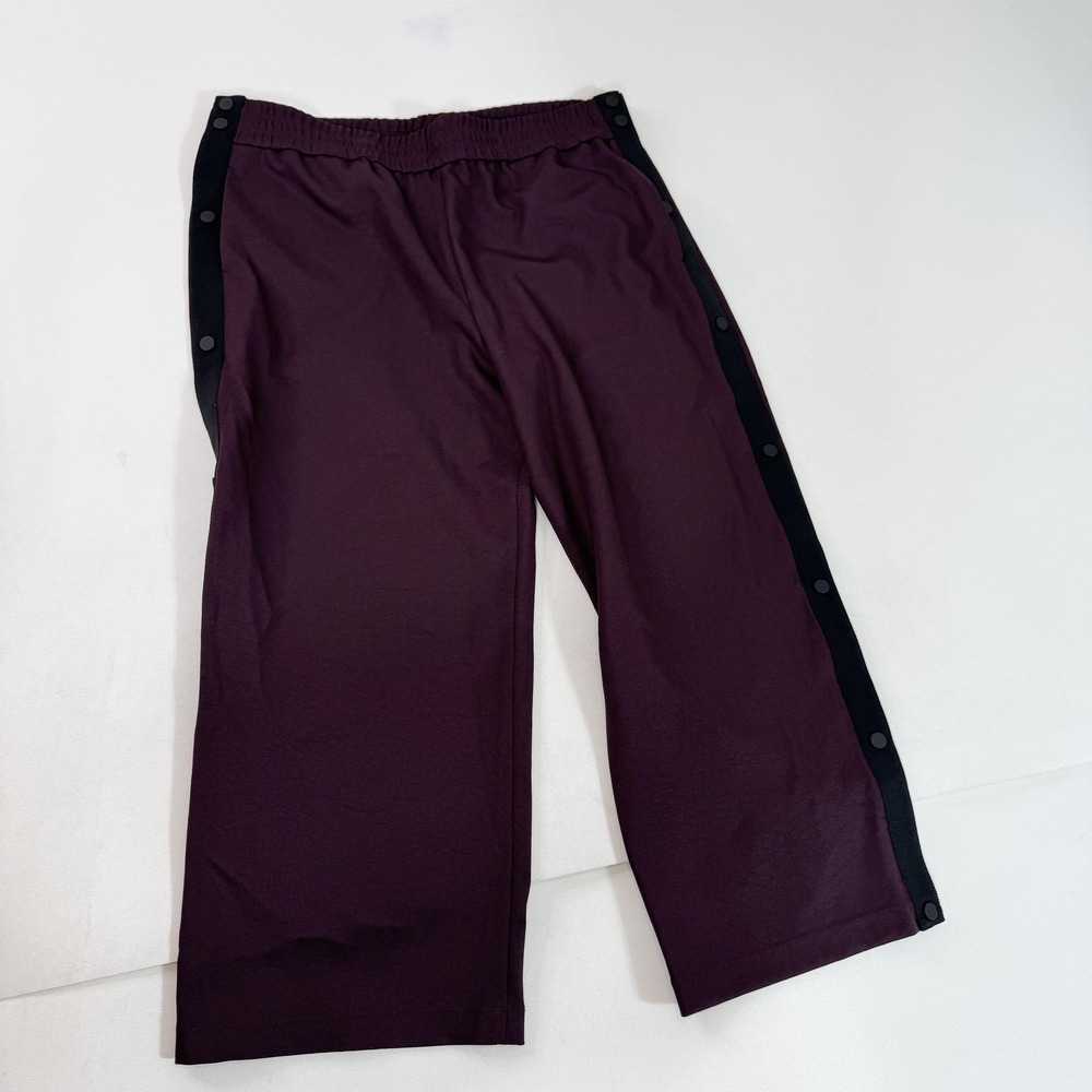James Perse Track Pants Womens 4 Purple Wide Leg Crop Snap‎ Side Pull On Casual